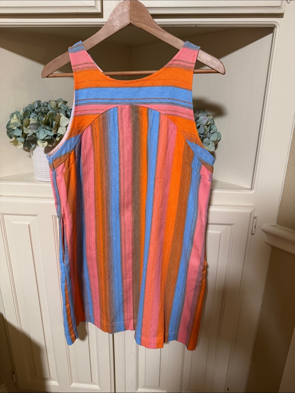 Jacqui E Multicolor Striped Sleeveless Dress - Orange, Pink & Blue